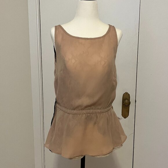 Sheer Nude & Black Lace Peplum Top – Vintage Romance with a Modern Edge - Picture 7 of 10